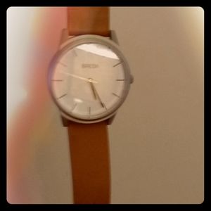 BREDA classic wristwatch light brown leather band